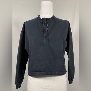 Vintage 90s Cropped Sweatshirt Faded Black Embroidered